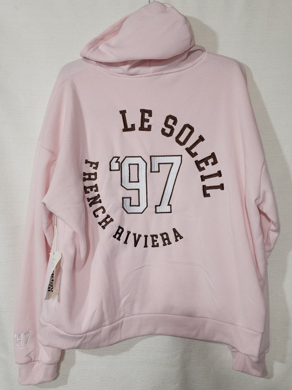 French Riviera pink hoodie women's Large